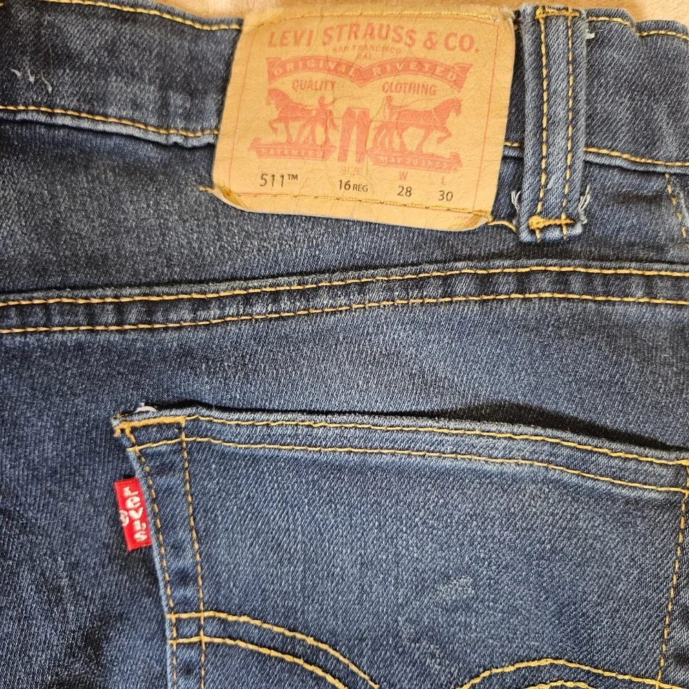 Levis 511 Slim Jeans Womens 16 Reg 28x30 Dark Wash Denim Stretch Pants 0389